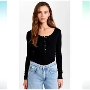Madewell Waffle Knit Scoop Neck Henley Top Womens Medium Fitted Y2K Bella Grunge